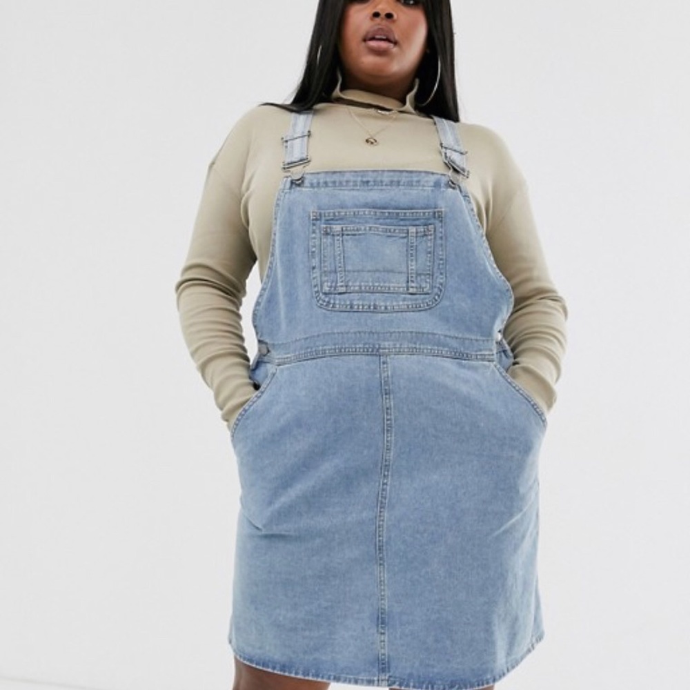 ASOS denim overall dress in vintage blue